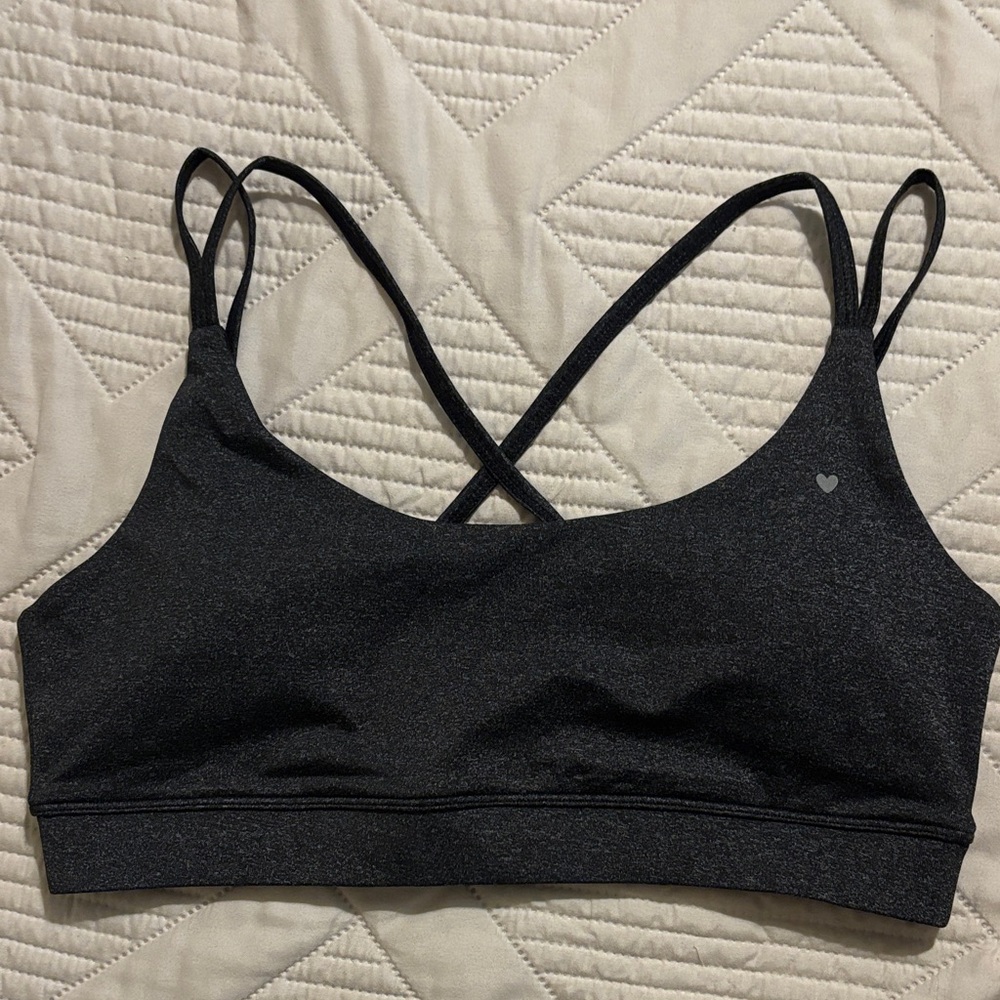 Love Fitness Apparel Women's Black/Heather Grey Strappy Sports Bra